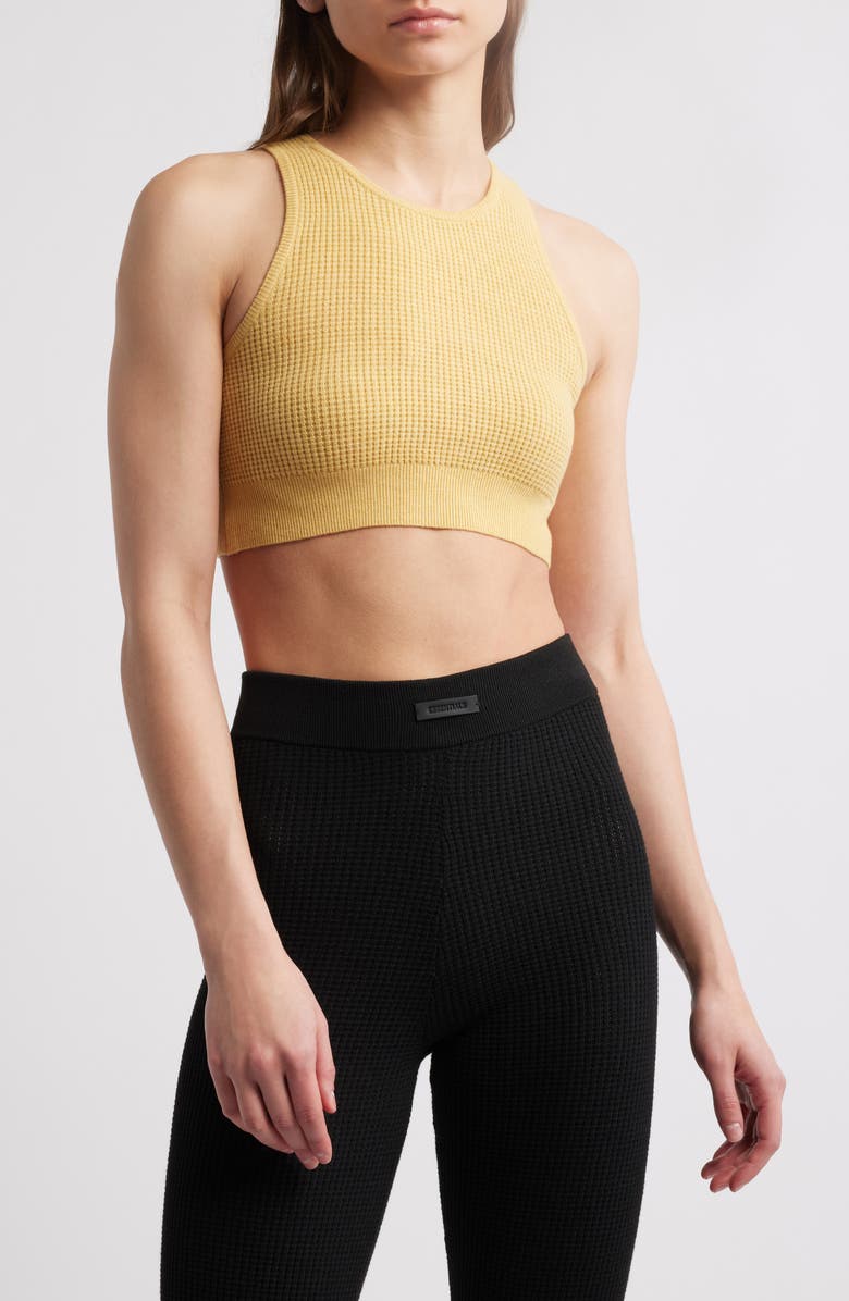 Fear of God Essentials Waffle Knit Crop Sport Tank, Main, color, Amber