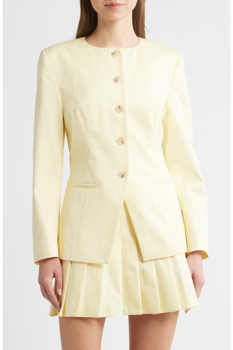 Sabine Slim Fit Stretch Cotton Twill Jacket, Main, color, CORNSILK YELLOW