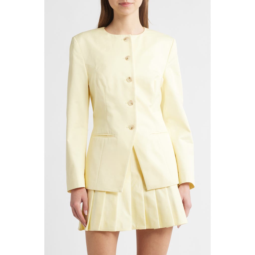 French Connection Sabine Slim Fit Stretch Cotton Twill Jacket In Cornsilk Yellow