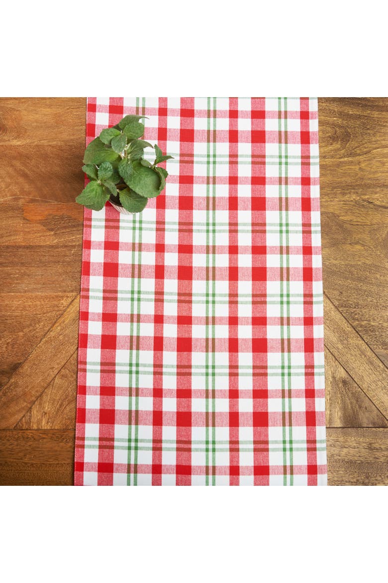 Strawberry Patch & Plaid Table Runner 14" x 72", Alternate, color, Red