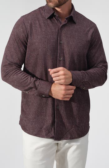 Studio Garnet Los Angeles Heritage Knit Button-down Shirt In Brown