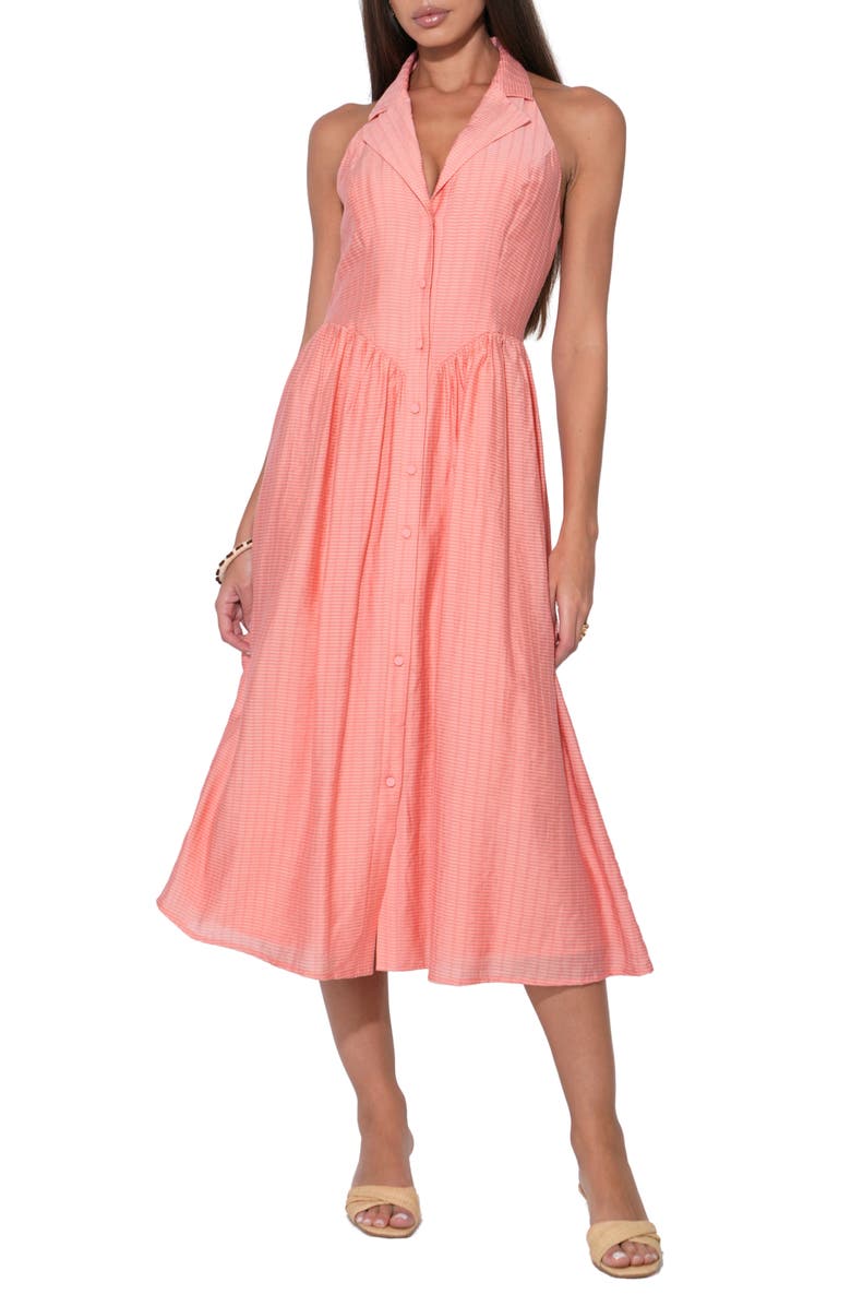 Adelyn Rae Mia Midi Shirtdress, Main, color, Dusty Orange