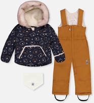 Deux par Deux Teddy Bear Two Piece Coat Pants & Neckwarmer Snowsuit