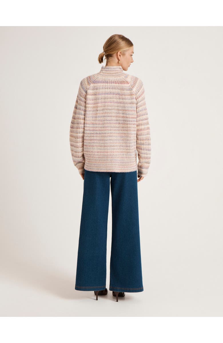 Finery London Helen Funnel Neck Knitted Sweater, Alternate, color, Pink Stripe