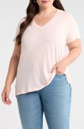 Caslon® Short Sleeve Cotton & Modal V-Neck Pocket T-Shirt