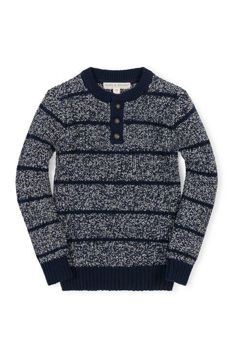 Kids' Organic Sweater Henley with Elbow Patches