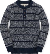 Hope & Henry Kids' Organic Sweater Henley with Elbow Patches