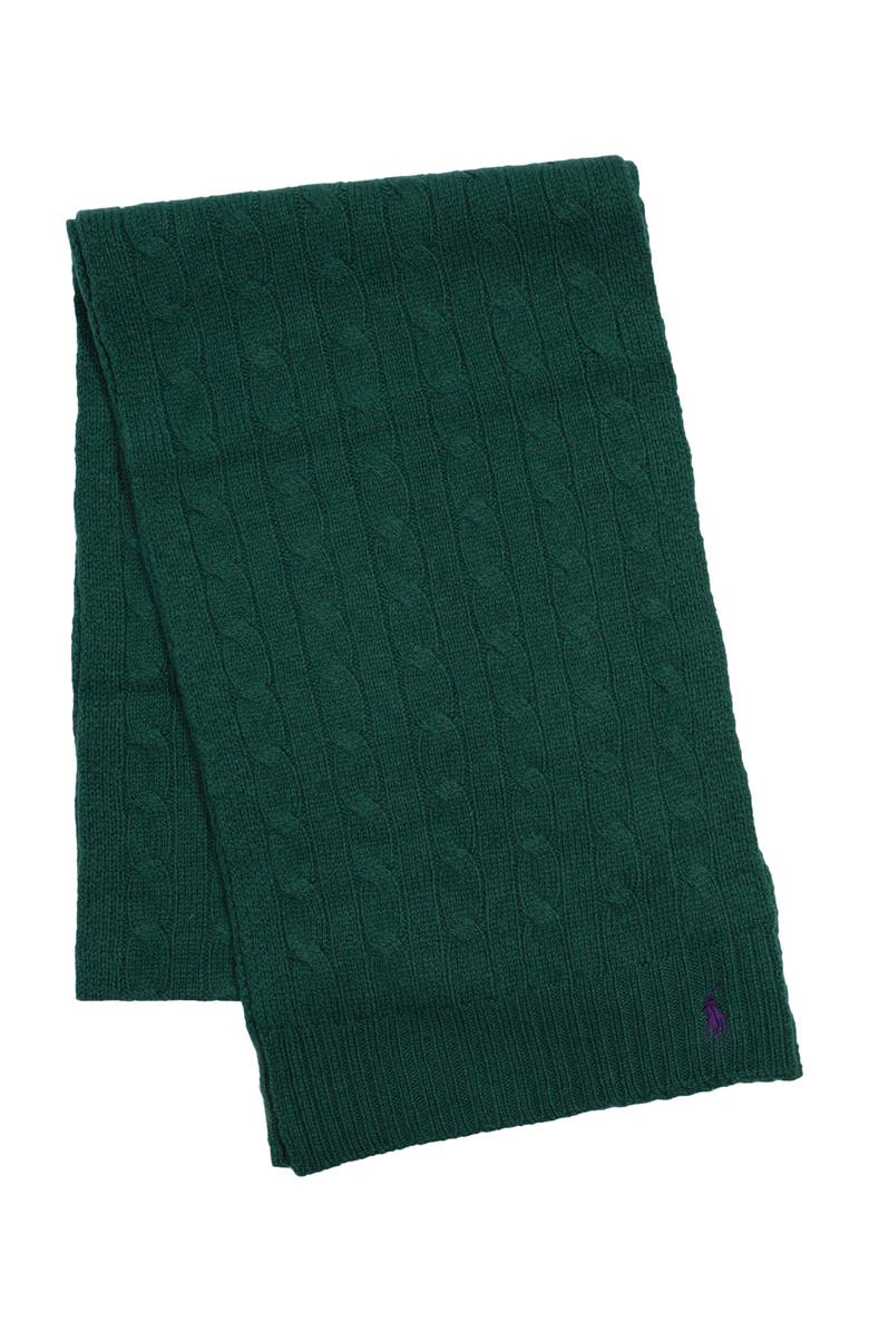Polo Ralph Lauren Wool Cashmere Classic Cable Scarf, Alternate, color, Castleton Green