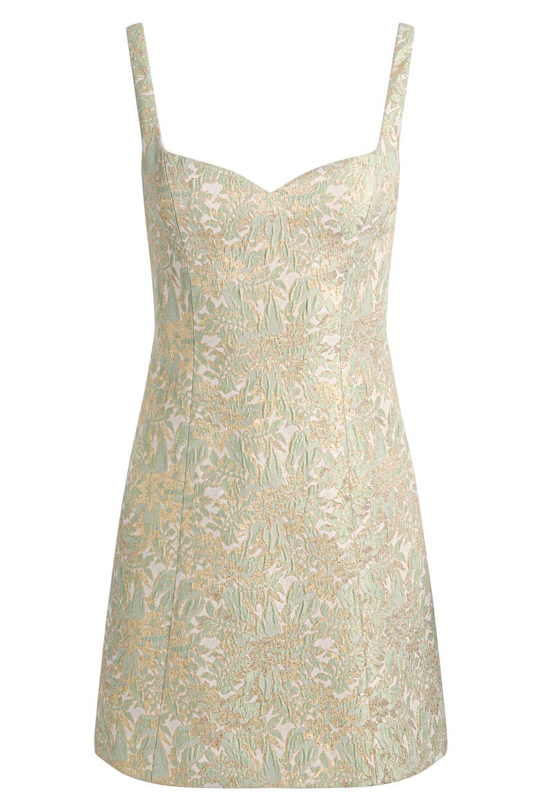 Eve Metallic Brocade Minidress, Alternate, color, OFF WHITE/ SAGE