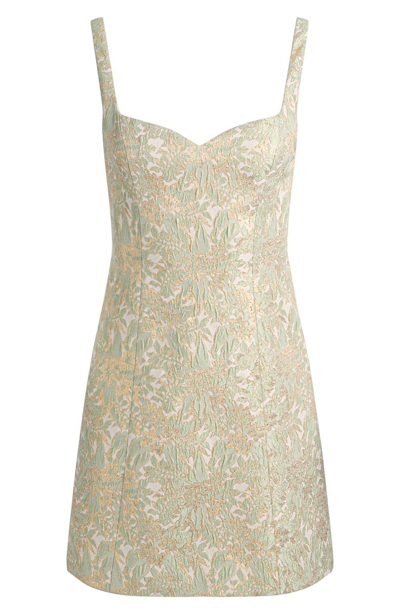 Alice + Olivia Eve Metallic Brocade Minidress, Alternate, color, Off White/ Sage