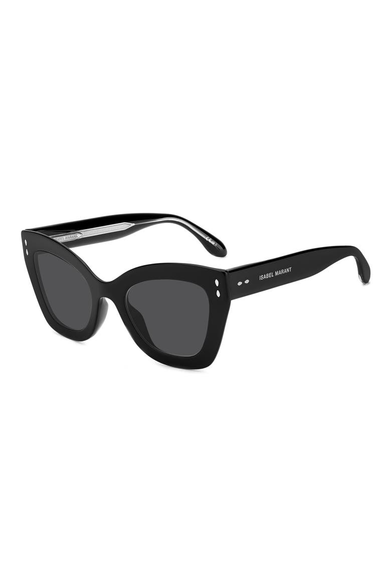 51mm Cat Eye Sunglasses, Alternate, color, BLACK/ DARK GREY SF
