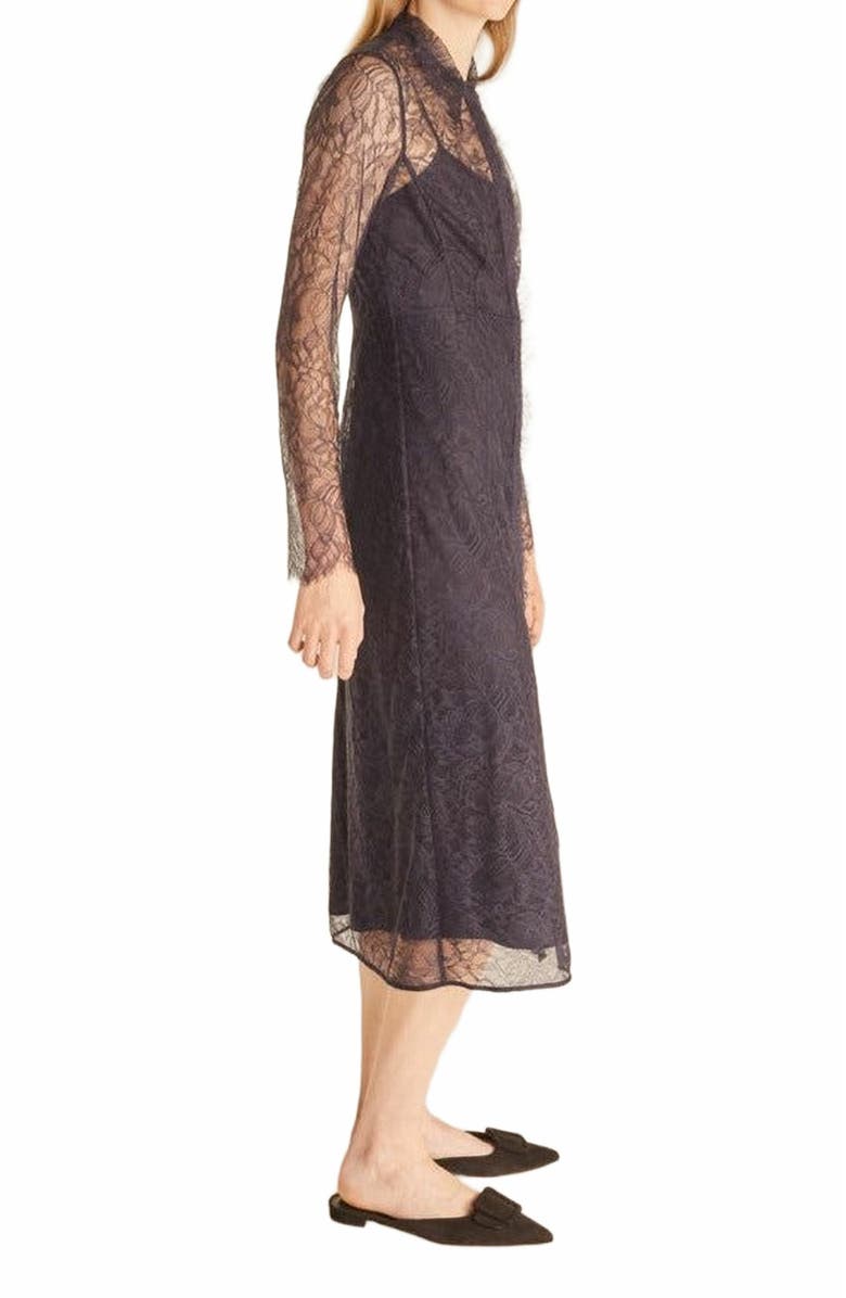 Rebecca Taylor Lace Shirt Dress, Alternate, color, Navy