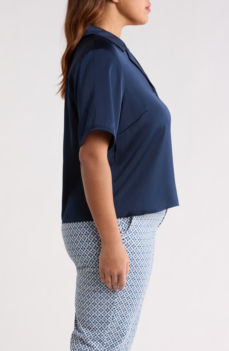 Liverpool Los Angeles Satin Camp Shirt, Alternate, color, Dark Navy