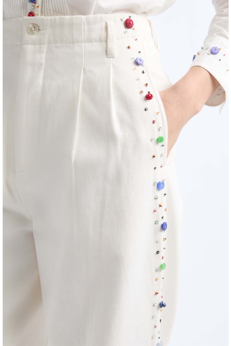 Button Jar Cotton Wide Leg Pants, Alternate, color, WHITE MULTI