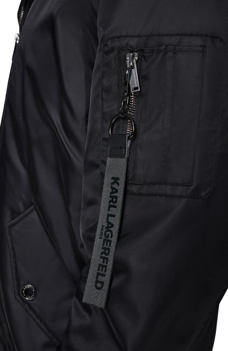 KARL LAGERFELD PARIS Full Zip Bomber Jacket, Alternate, color, Black