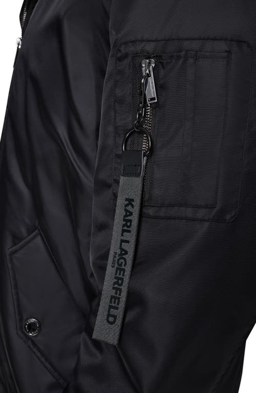 Karl Lagerfeld Paris Full Zip Bomber Jacket In Black