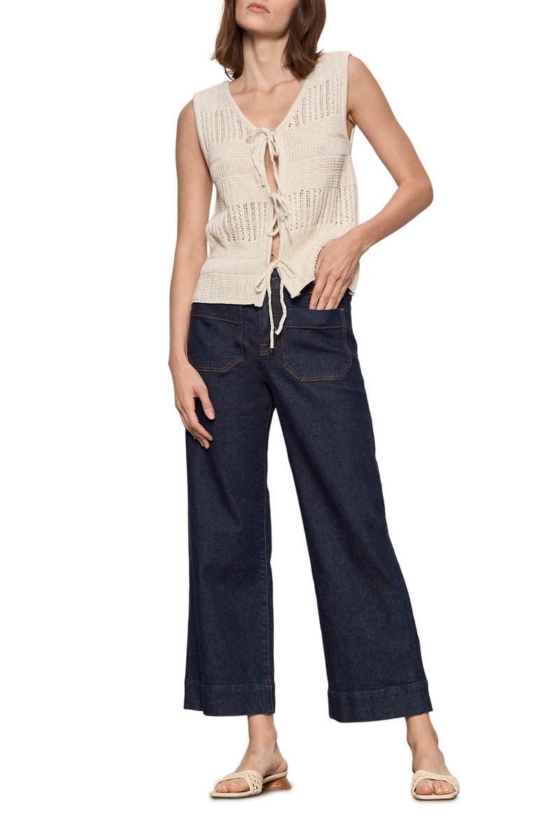 Still Cool Front Tie Sleeveless Sweater, Alternate, color, COLLAGEN WHITE