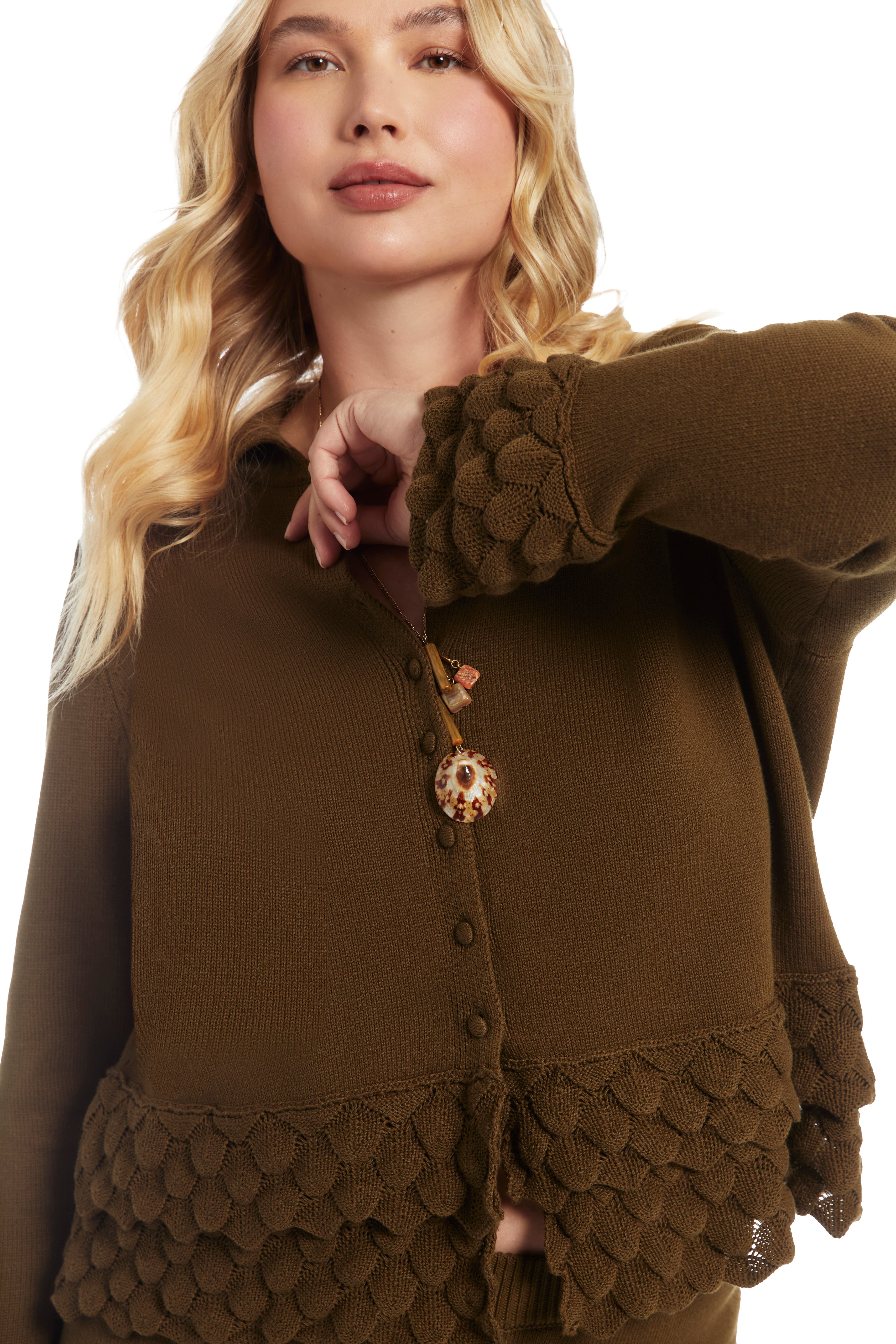 Ruffled Peplum Cardigan Sweater