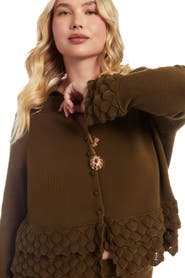 June + Vie Ruffled Peplum Cardigan Sweater