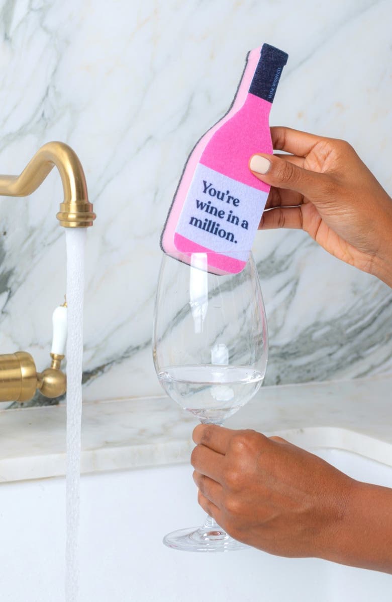 Wine Wash Co. Set of 3 Scrubbly Kitchen Wine Sponges, Alternate, color, Multi Purple