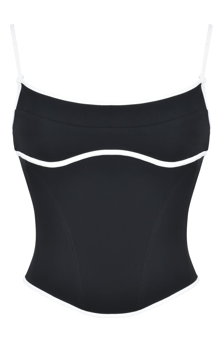 Mistress Rocks Contrast Trim Corset Top, Alternate, color, Black