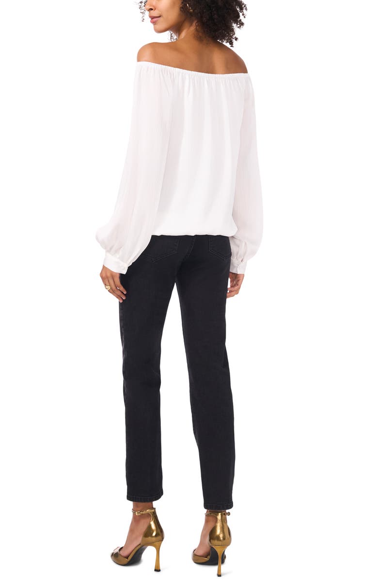 Vince Camuto Off the Shoulder Long Sleeve Woven Shirt, Alternate, color, New Ivory