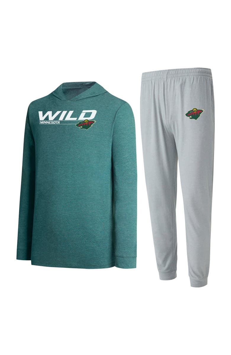 CONCEPTS SPORT Men's Concepts Sport Gray/Green Minnesota Wild Meter Pullover Hoodie & Jogger Pants Set, Main, color, 
