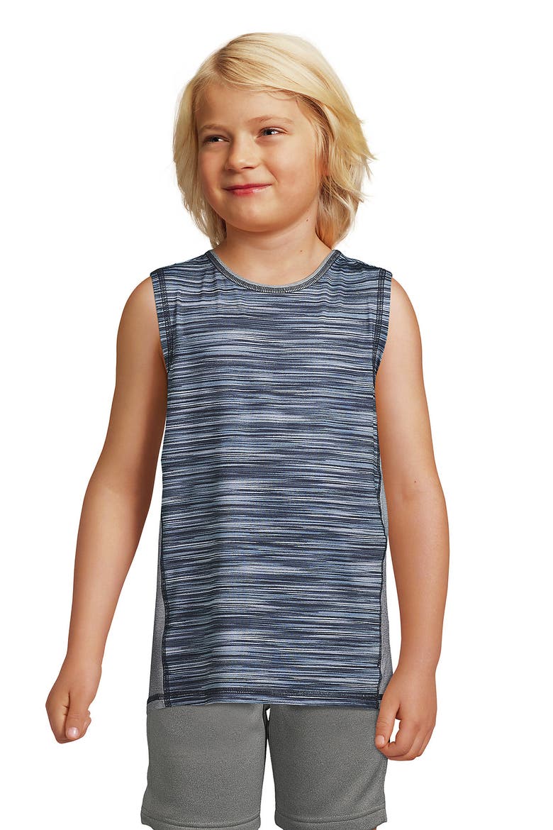 Boys Sleeveless Active Tee, Main, color, Black/Gray Space Dye