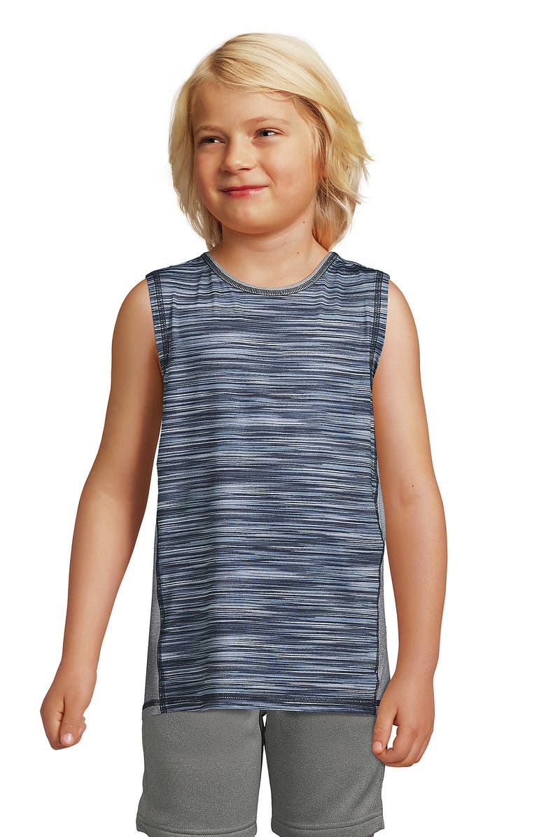 Lands' End Boys Sleeveless Active Tee, Main, color, Black/Gray Space Dye