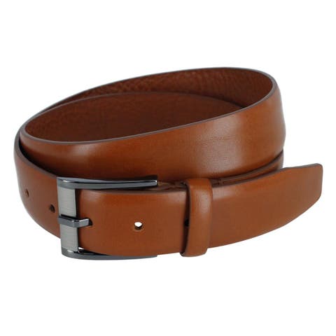 Men's Matteo 35mm Feather Edge Leather Dress Belt with Italian Buckle
