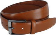 Trafalgar Men's Matteo 35mm Feather Edge Leather Dress Belt with Italian Buckle