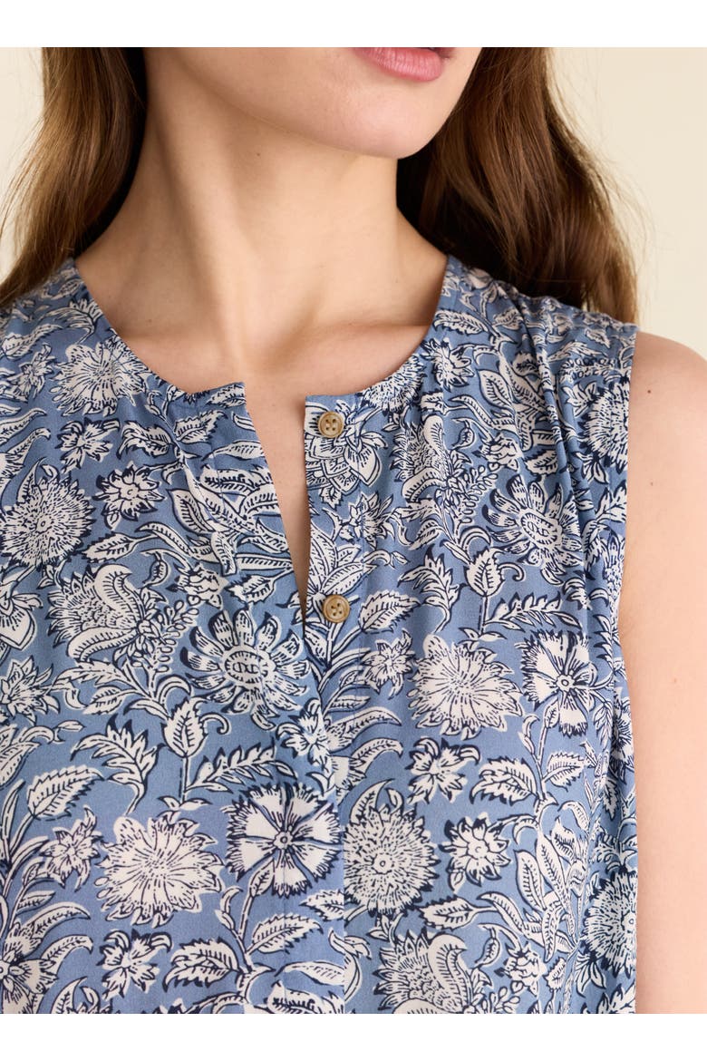 Annmarie Sleeveless Printed Dress, Alternate, color, Denim Woodblock Print
