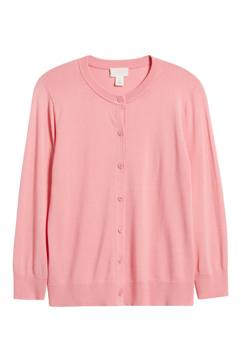 Crewneck Cardigan, Alternate, color, PINK GERANIUM