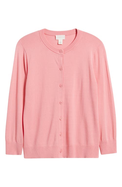 Shop Caslonr Caslon(r) Crewneck Cardigan In Pink Geranium