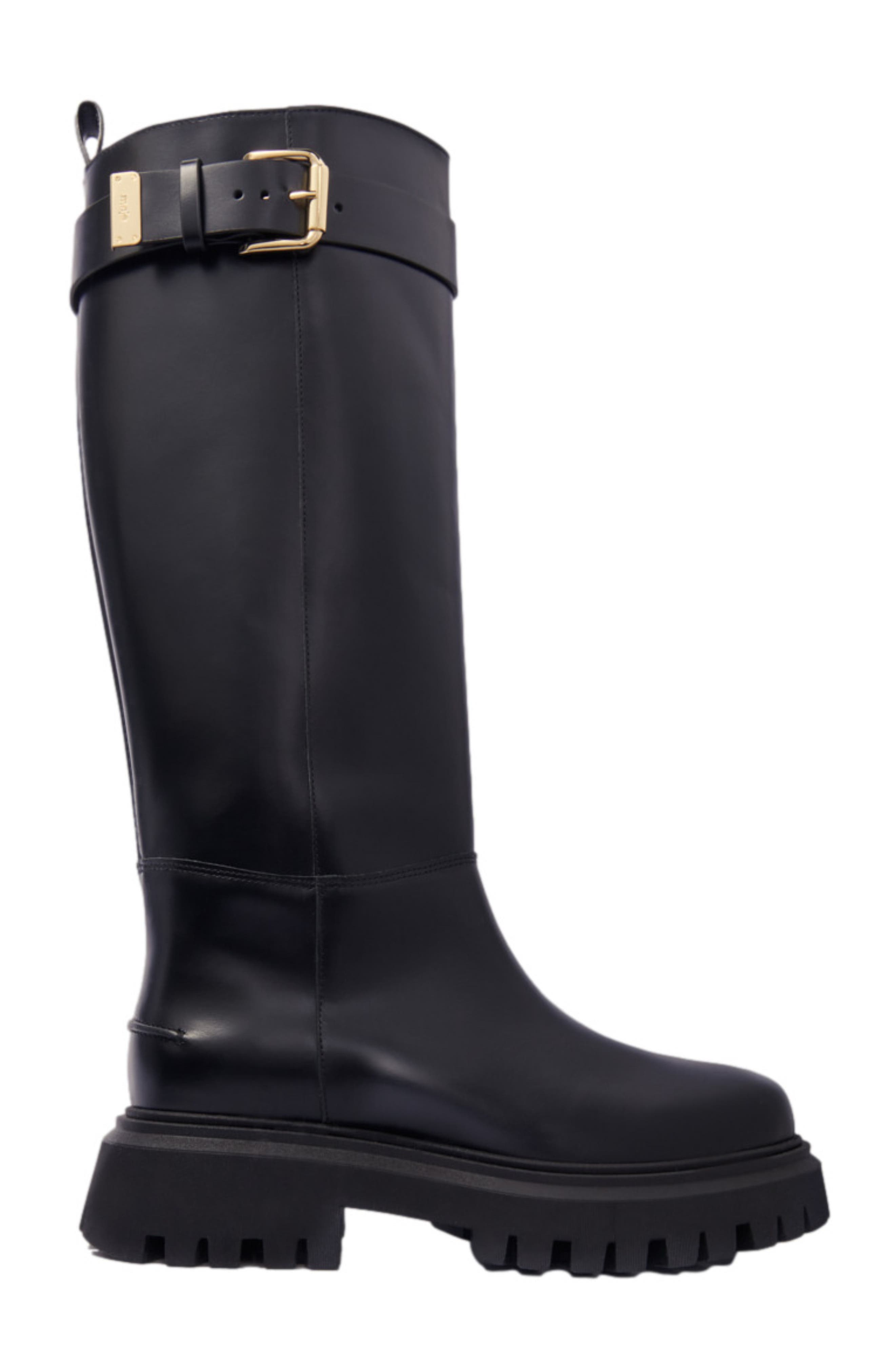 maje Buckled leather boots, Main, color, 