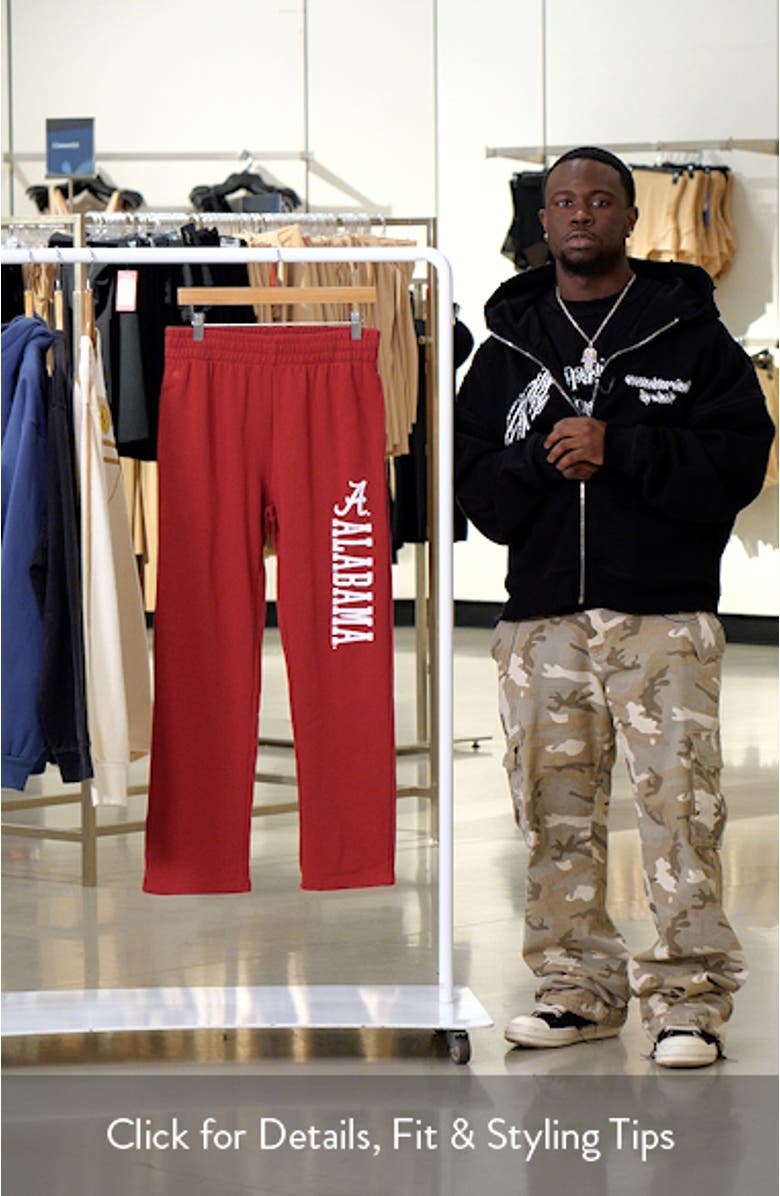 Men's Colosseum Crimson Alabama Crimson Tide Fleece Pants, sales video thumbnail