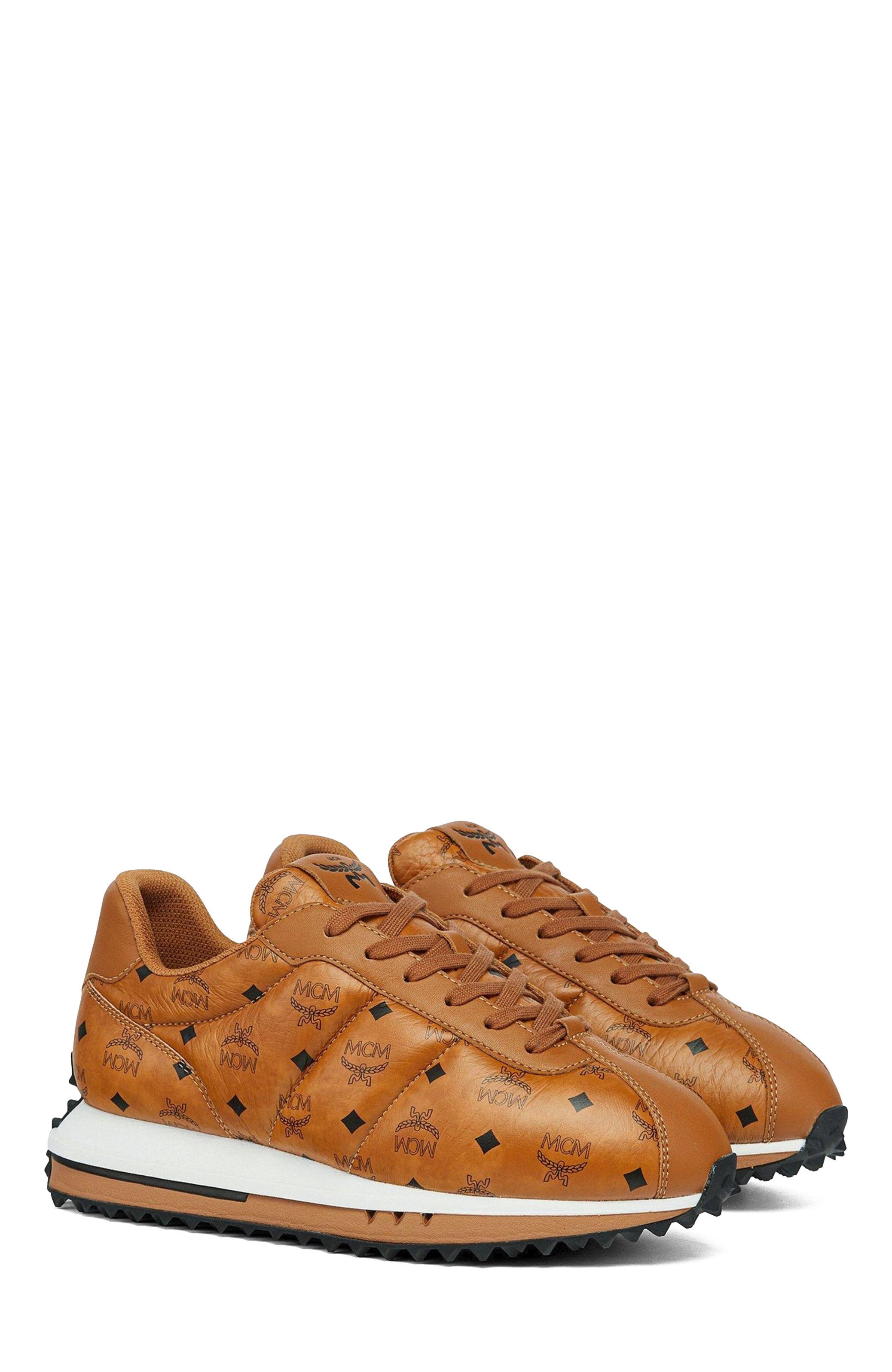 Women's Diamante Lo Sneakers in Quilted Monogram Leather, Main, color, Cognac