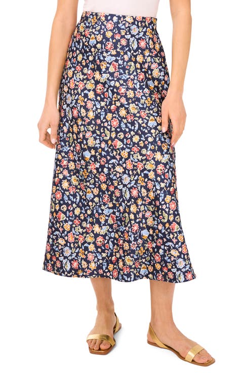 Floral Bias Cut Midi Skirt