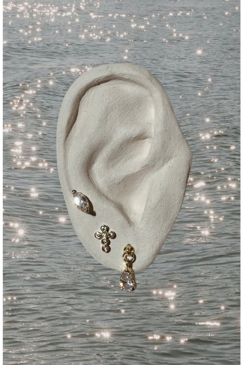 Celestial Cubic Zirconia Stud Earrings, Alternate, color, GOLD