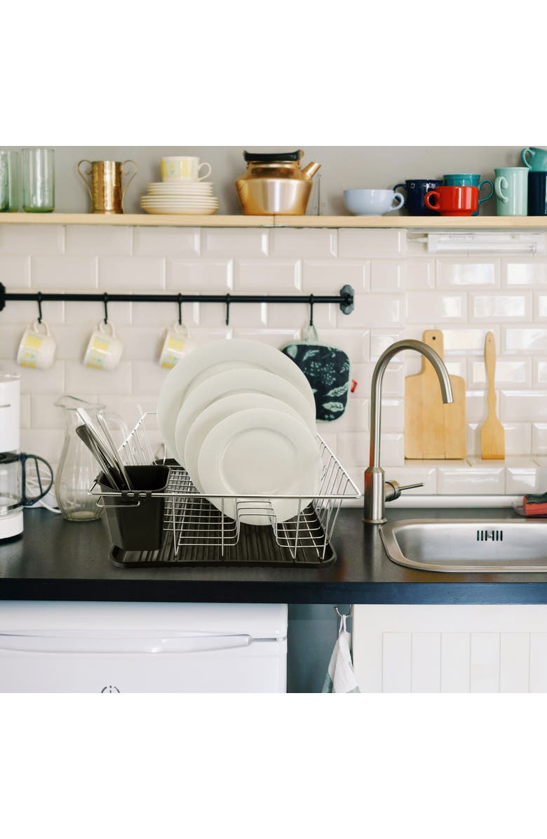 Better Chef 16in Chrome Dish Rack with Black Draining Tray, Alternate, color, Black