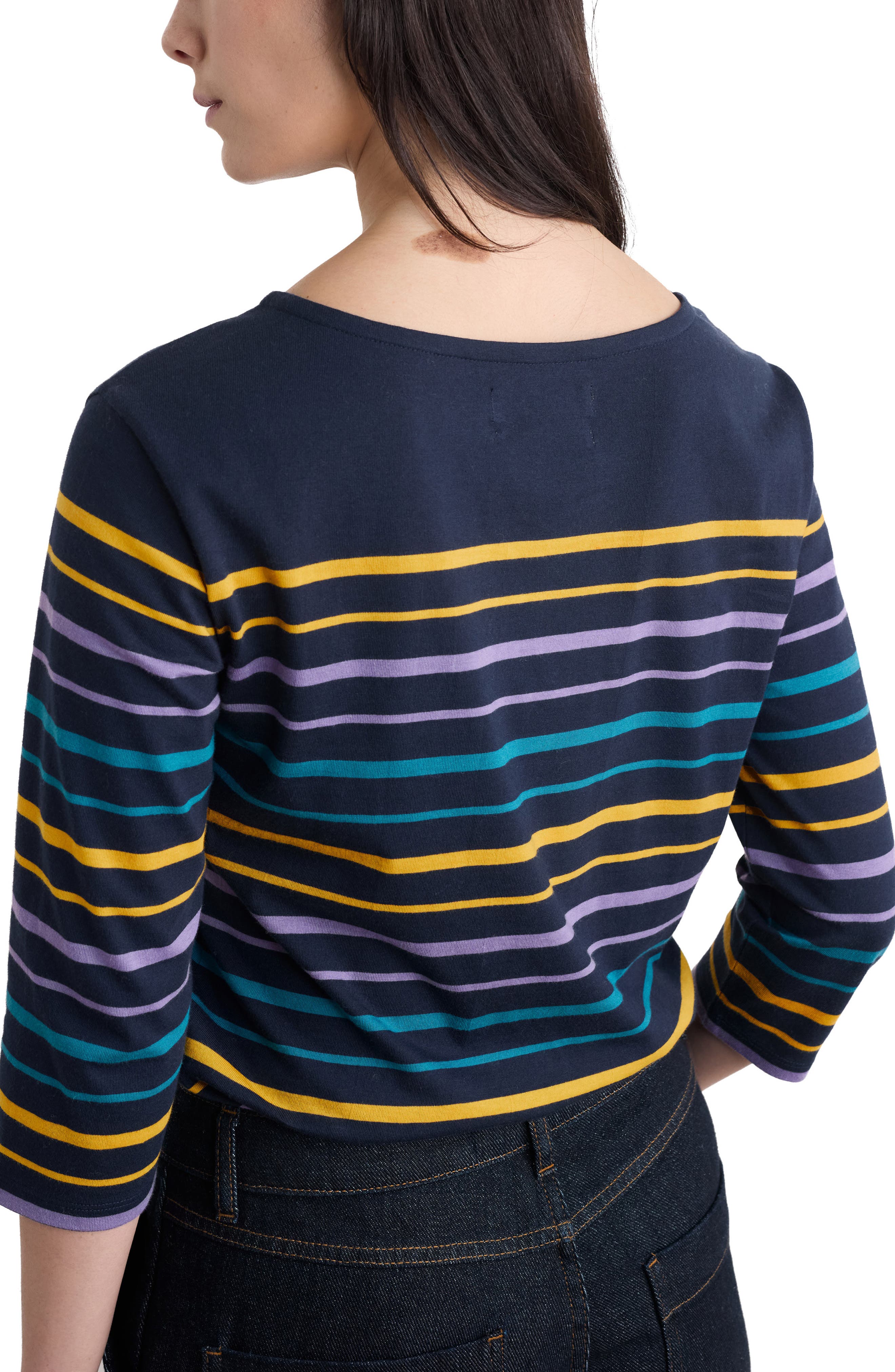 Sailor Stripe Three-Quarter Sleeve Organic Cotton Top - image 2
