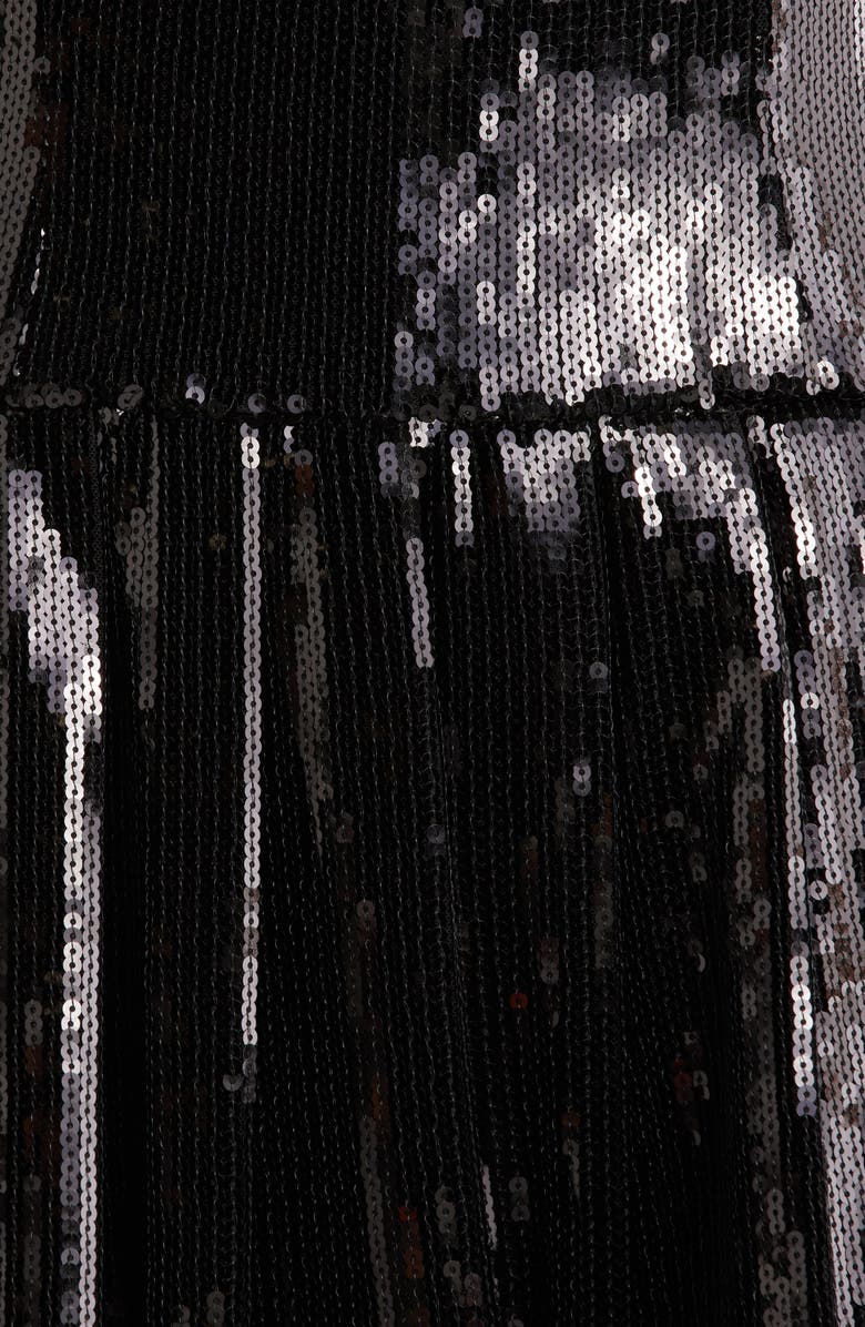 WAYF Bella Bubble Hem Sequin Cocktail Minidress, Alternate, color, Black