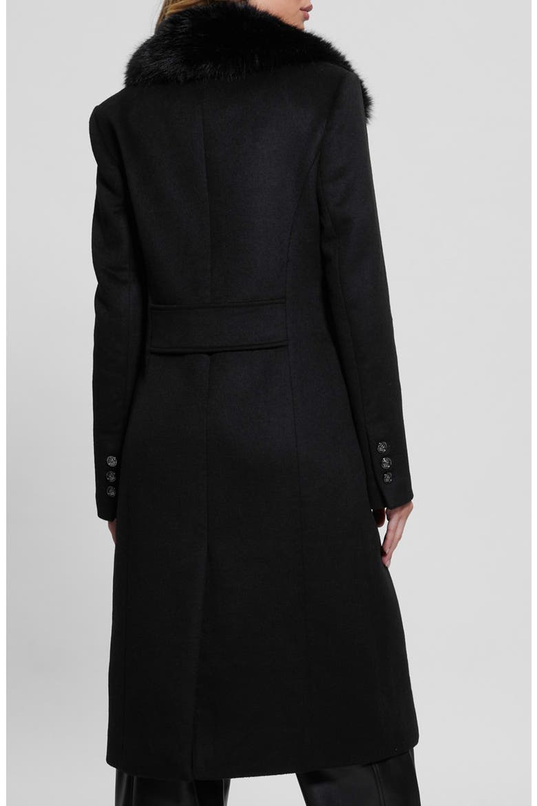 Nancy Coat with Removable Faux Fur Collar, Alternate, color, JET BLACK