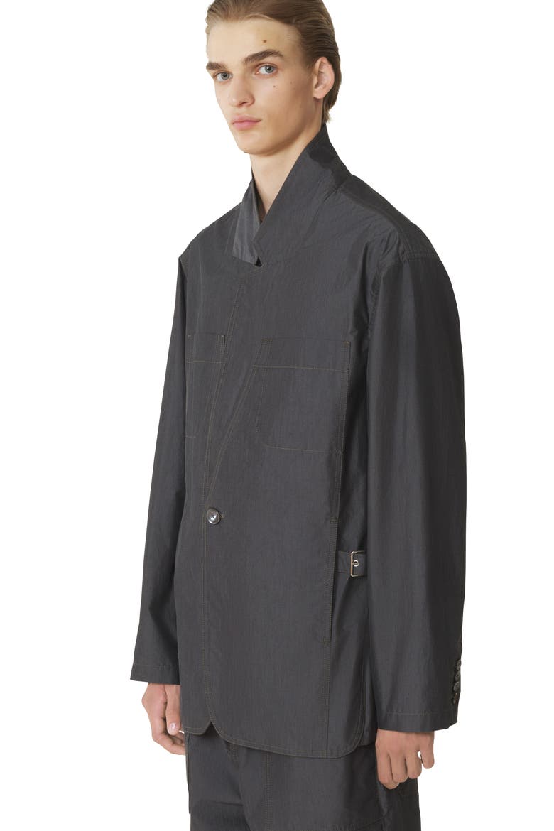 Black Loose-Fit Chambray Jacket, Alternate, color, Gray, Black