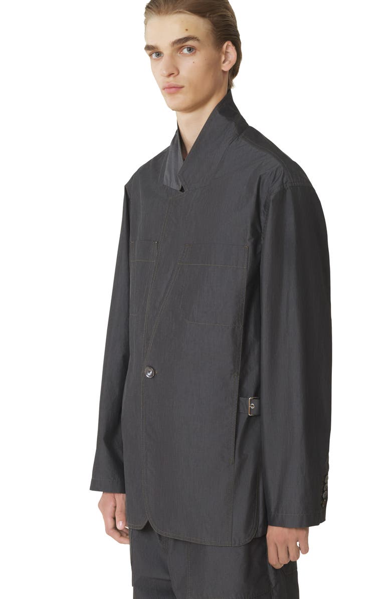 Lanvin Black Loose-Fit Chambray Jacket, Alternate, color, Gray, Black