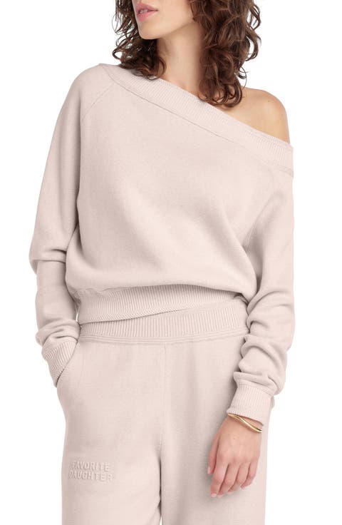 The Staying In One-Shoulder Cotton & Cashmere Pullover