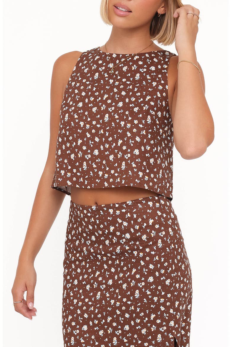 Madison Floral Crop Tank, Alternate, color, BROWN FLORAL