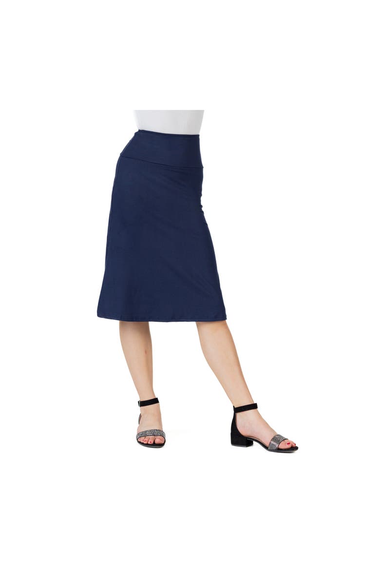Casual Elastic Waist A-Line Skirt, Main, color, Navy