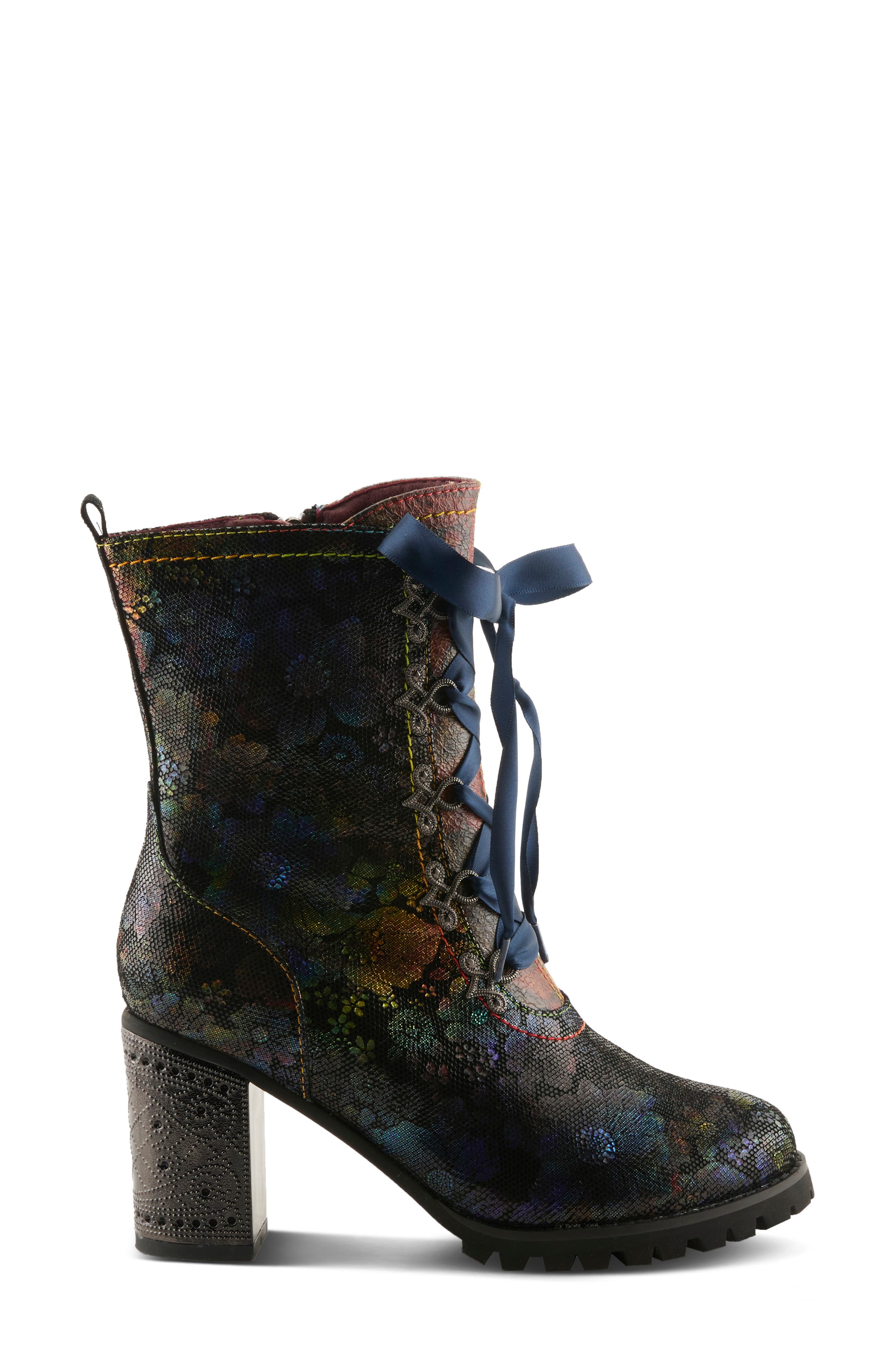 Girlygo Lace Up Boot, Alternate, color, NAVY MULTI