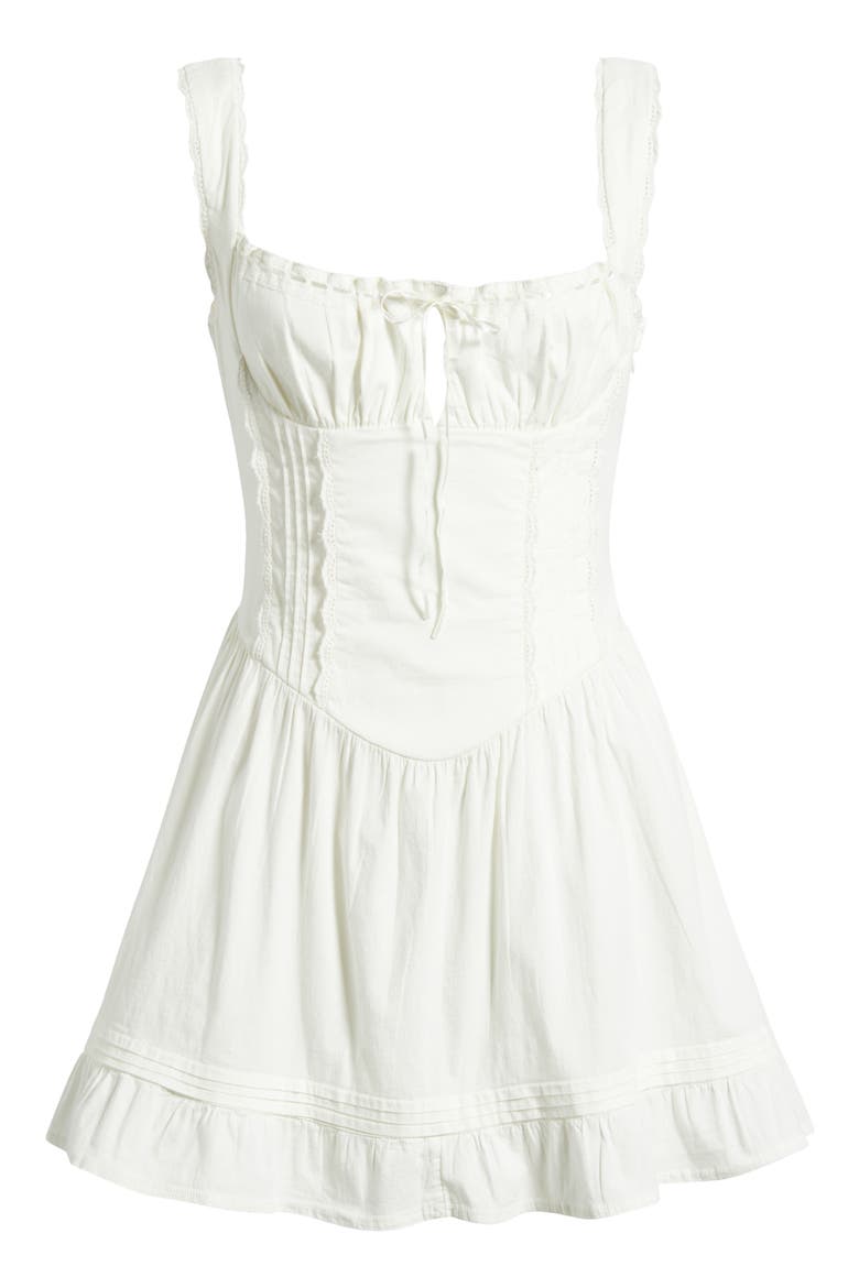 Gabriette Lace Detail Stretch Cotton Minidress, Alternate, color, WHITE